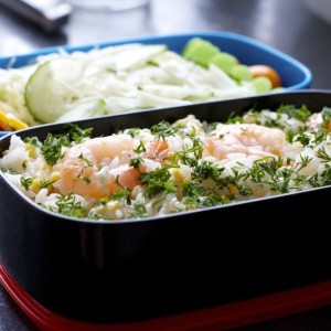 рецепт обеда бенто жареный рис с креветками